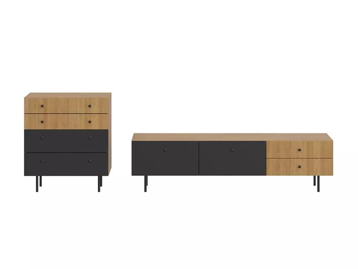 Комплект мебели для гостиной Frida 2 черно-бежевого цвета на металлических ножках  - купить Гостиные гарнитуры по цене 62500.0