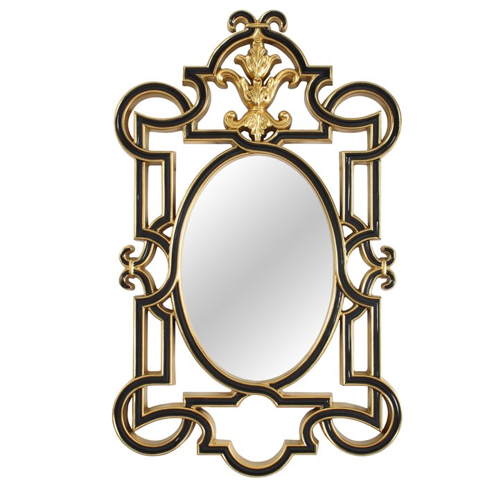 Настенное зеркало Аваллон / Нуар в черно-золотистой раме