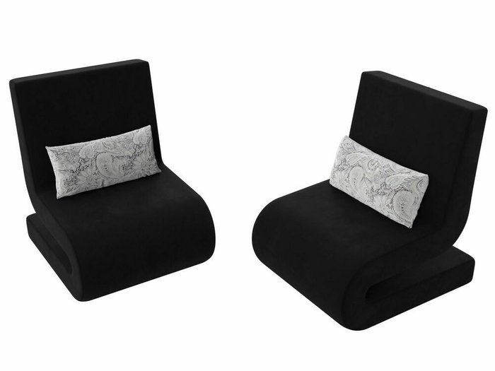 Набор из двух кресел Волна черного цвета - лучшие Комплекты мягкой мебели в INMYROOM