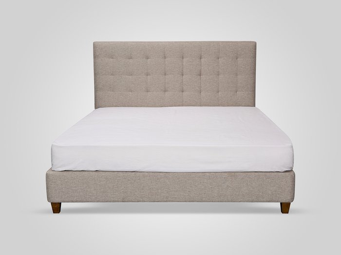 Кровать в обивке из ткани бежевого цвета 180х200