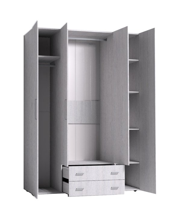 Шкаф для одежды и белья с зеркалом Монако светло-серого цвета - купить Шкафы распашные по цене 38151.0