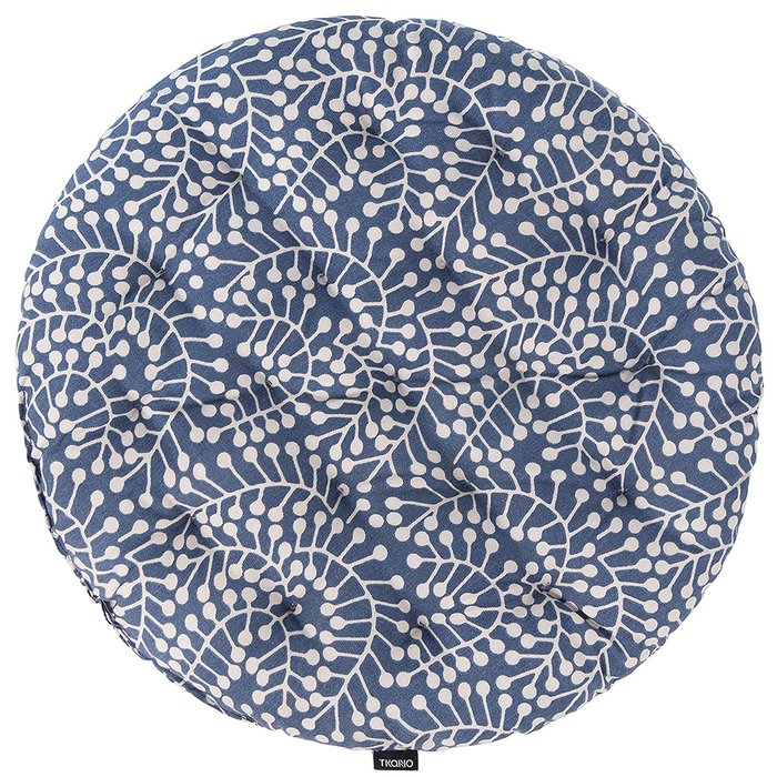 Подушка на стул круглая с принтом Спелая Смородина 40х40 темно-синего цвета