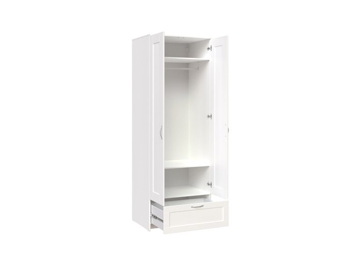 Шкаф Сириус двухдверный белого цвета с выдвижным ящиком - купить Шкафы распашные по цене 23999.0