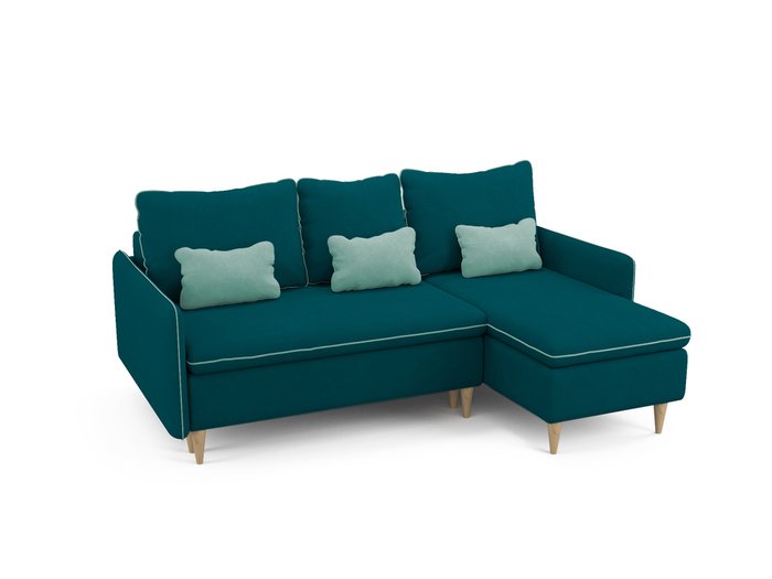 Угловой диван-кровать Ron сине-зеленого цвета - купить Угловые диваны по цене 68200.0
