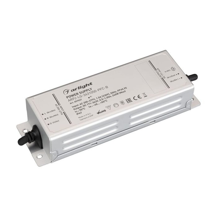 Блок питания Arlight ARPJ-LG-3431050-PFC-B (240W, 171-343V, 0.5-1.05A) (IP67 Металл) 057527 Блок питания Arlight ARPJ-LG-3431050-PFC-B (240W, 171-343V, 0.5-1.05A) (IP67 Металл) 057527