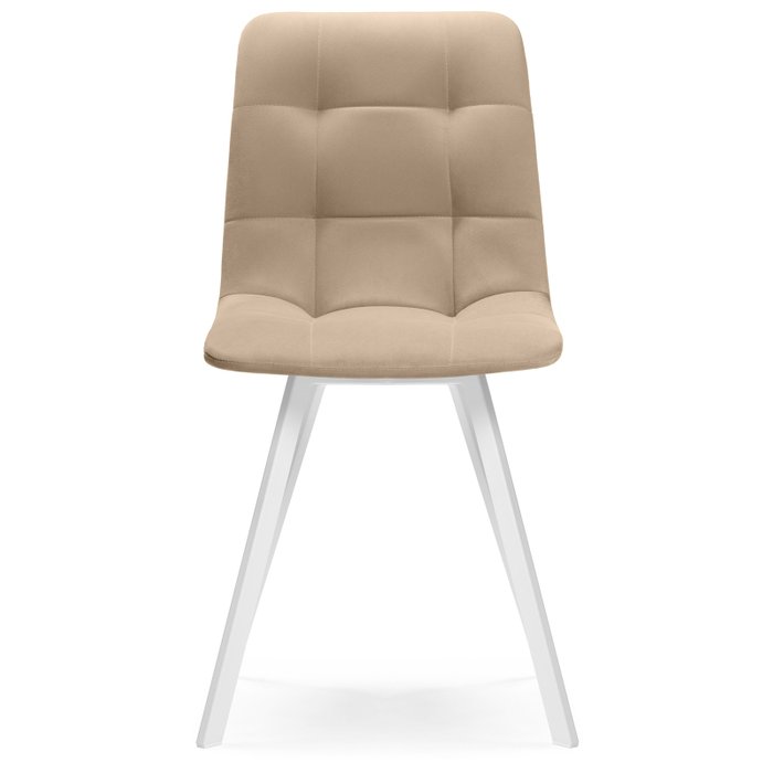 Стул Чилли бежевого цвета с белыми ножками - купить Обеденные стулья по цене 4190.0