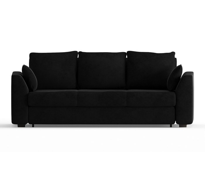 Диван-кровать Ла-Рошель в обивке из велюра черного цвета - купить Прямые диваны по цене 36790.0