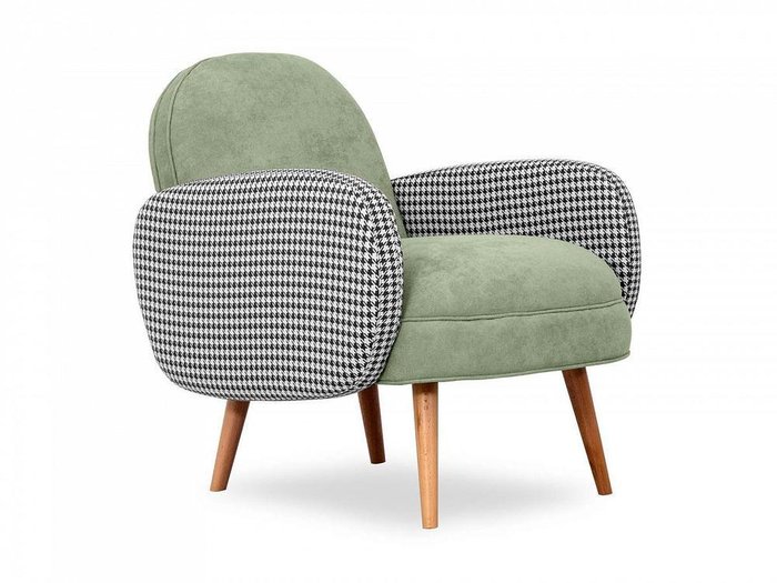 Кресло Bordo зеленого цвета с коричневыми ножками  - лучшие Интерьерные кресла в INMYROOM