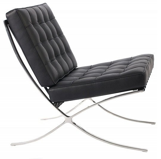 Кресло Barcelona Chair Черная Кожа - купить Интерьерные кресла по цене 120000.0