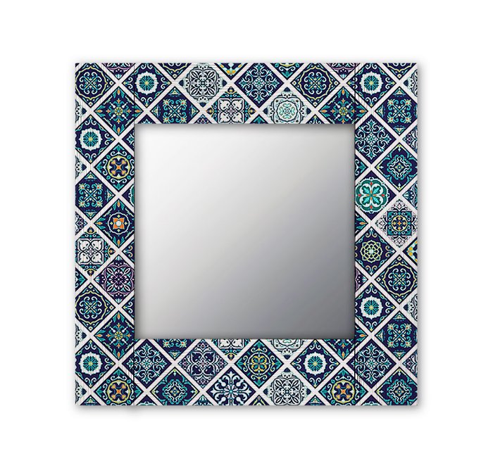 Настенное зеркало Португальская плитка 50х65 голубого цвета - купить Настенные зеркала по цене 13190.0