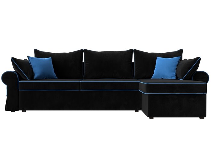 Угловой диван-кровать Элис черного цвета с голубой окантовкой правый угол - купить Угловые диваны по цене 67999.0