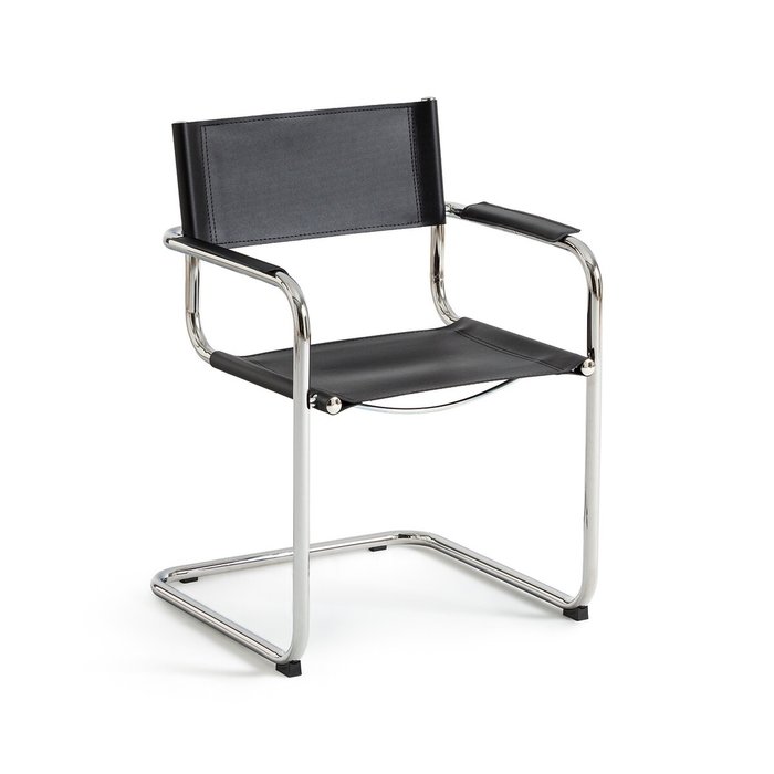 Кресло из кожи для столовой Winset черного цвета