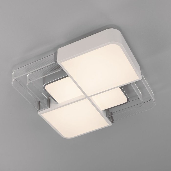 Потолочный светодиодный светильник с пультом управления 90182/1 белый/серебро - лучшие Потолочные светильники в INMYROOM