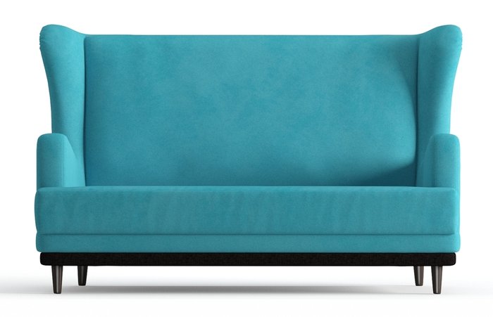 Диван прямой Грэмми в обивке из велюра голубого цвета  - купить Прямые диваны по цене 17990.0