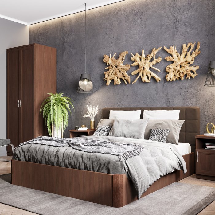 Кровать Магна 180х600 с коричневым изголовьем и подъемным механизмом - лучшие Кровати для спальни в INMYROOM