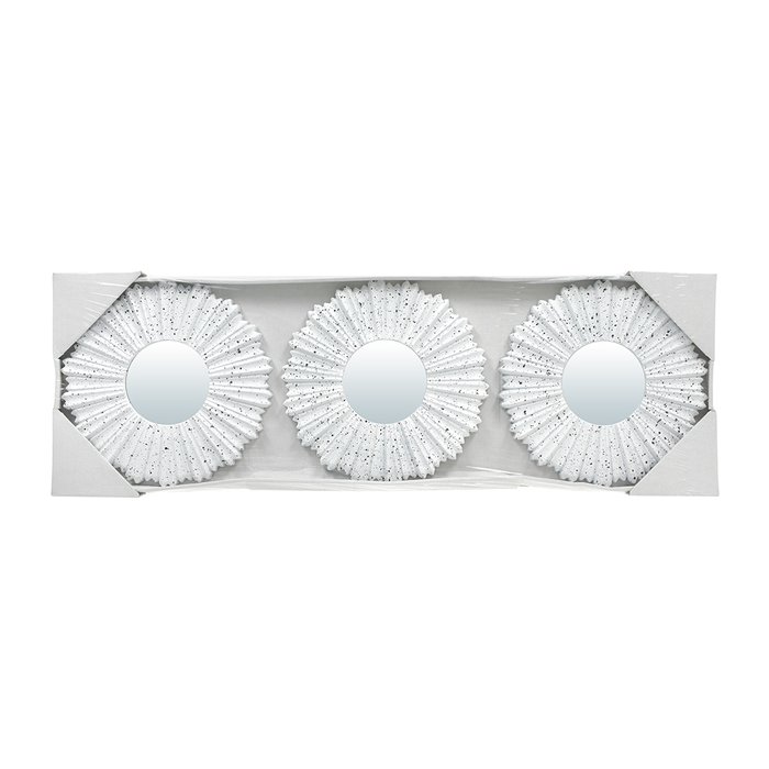 Комплект из трех  настенных декоративных зеркал Ницца белого цвета - лучшие Настенные зеркала в INMYROOM