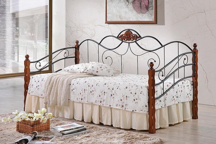 Кушетка-кровать Canzona 90х200 из металла и дерева - купить Кушетки по цене 18220.0 Кушетка-кровать Canzona 90х200 из металла и дерева - купить Кушетки по цене 18220.0