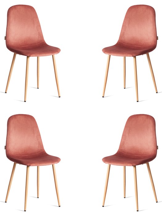 Комплект из четырех стульев Breeze кораллового цвета