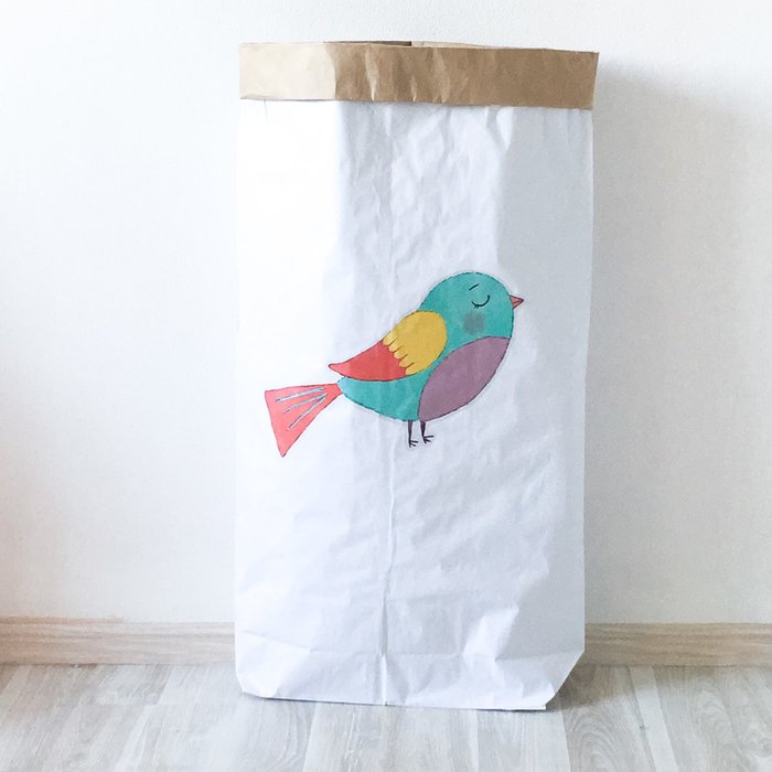 Эко-мешок для игрушек из крафт бумаги Птичка