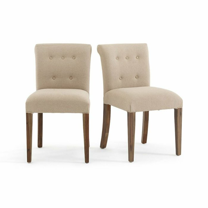 Комплект из двух стульев с обитой спинкой Adlia бежевого цвета
