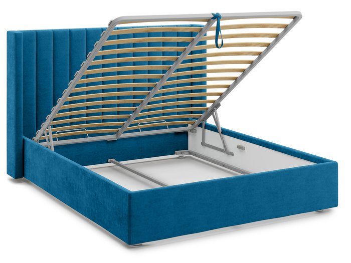 Кровать Premium Mellisa 2 160х200 синего цвета с подъемным механизмом  - купить Кровати для спальни по цене 77200.0