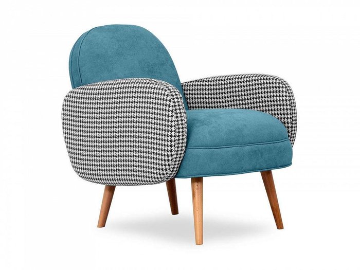 Кресло Bordo голубого цвета с коричневыми ножками  - лучшие Интерьерные кресла в INMYROOM