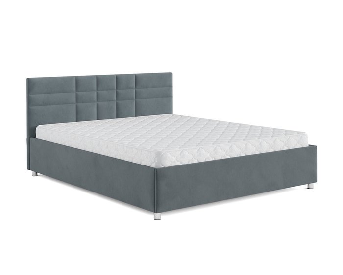 Кровать Нью-Йорк 160х190 серо-синего цвета с подъемным механизмом (велюр) - купить Кровати для спальни по цене 28090.0