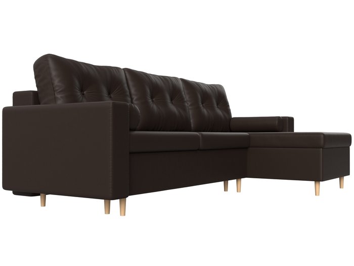 Угловой диван-кровать Белфаст коричневого цвета (экокожа) правый угол - лучшие Угловые диваны в INMYROOM
