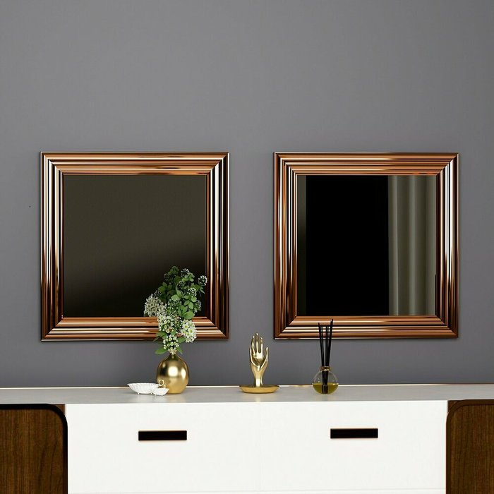 Набор из двух настенных зеркал Decor 40х40 бронзового цвета - лучшие Настенные зеркала в INMYROOM