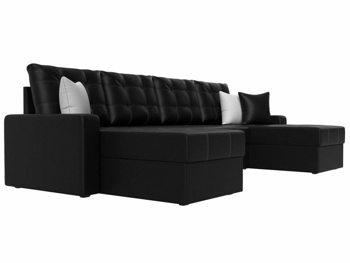 Угловой диван-кровать Ливерпуль черного цвета (экокожа)  - лучшие Угловые диваны в INMYROOM