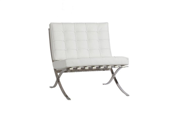 Кресло Barcelona Chair White Premium Leather 