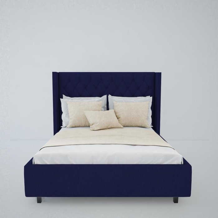 Кровать Wing-2 Велюр Синий 200х200 - лучшие Кровати для спальни в INMYROOM