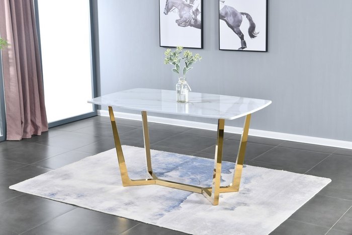 Стол обеденный Ланс S со столешницей цвета белый мрамор - лучшие Обеденные столы в INMYROOM