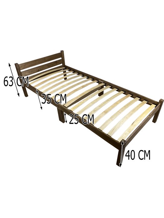 Кровать Компакт сосновая с ортопедическим основанием 80х200 цвета темный дуб - лучшие Кровати для спальни в INMYROOM