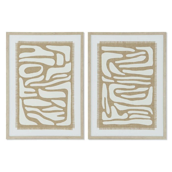 Картина Белый Бежевый Абстракция Скандинавский 52,7 x 2,5 x 72,5 cm (2 штук)