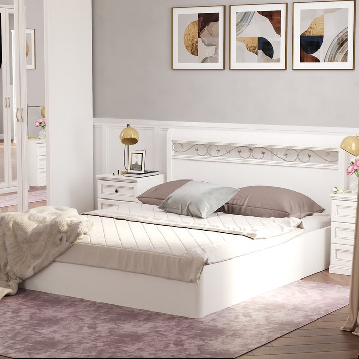 Кровать Белладжио 180х200 белого цвета с подъемным механизмом - лучшие Кровати для спальни в INMYROOM