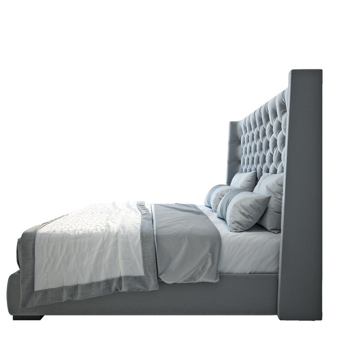 Кровать Jackie King Велюр Серый 200х200  - купить Кровати для спальни по цене 102000.0