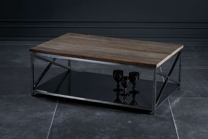 Кофейный столик с деревянной столешницей  - купить Журнальные столики по цене 69800.0