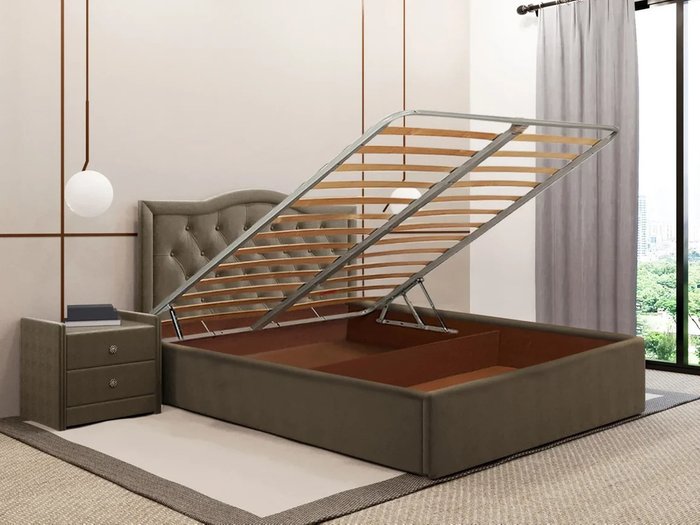 Кровать Герцогиня коричневого цвета 160х200 с подъемным механизмом - купить Кровати для спальни по цене 44520.0