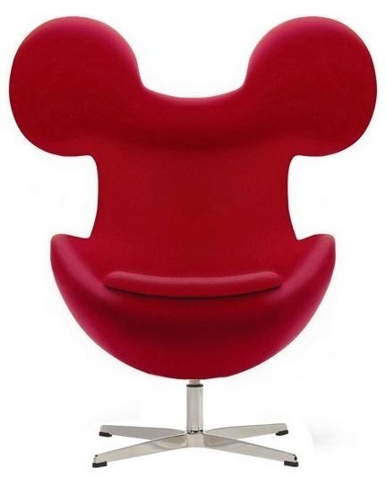 Кресло Egg Mickey красного цвета 
