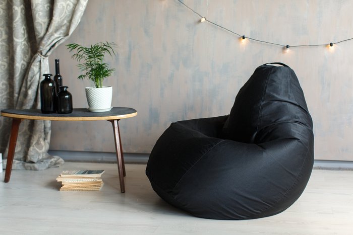 Кресло-мешок Груша 2XL в обивке из ткани фьюжн черного цвета  - купить Бескаркасная мебель по цене 3790.0