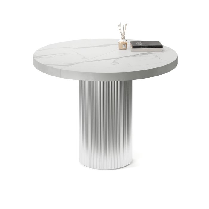 Обеденный стол раздвижной Тиаки ХL на серебряном основании - лучшие Обеденные столы в INMYROOM