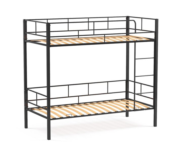 Кровать металлическая двухъярусная Алекса 80х190 черного цвета - купить Двухъярусные кроватки по цене 20730.0
