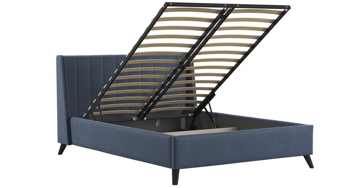 Кровать с подъемным механизмом и дном Виола 180х200 синего цвета - лучшие Кровати для спальни в INMYROOM