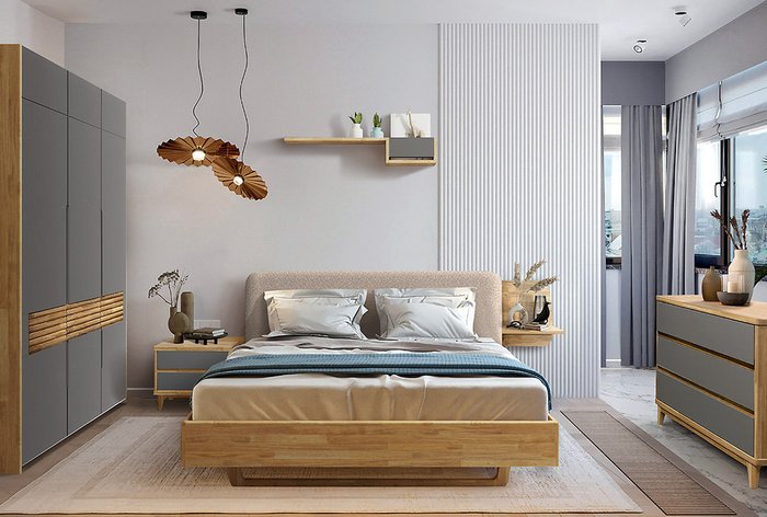 Кровать Wallstreet 160х200 с изголовьем бежевого цвета без основания - лучшие Кровати для спальни в INMYROOM