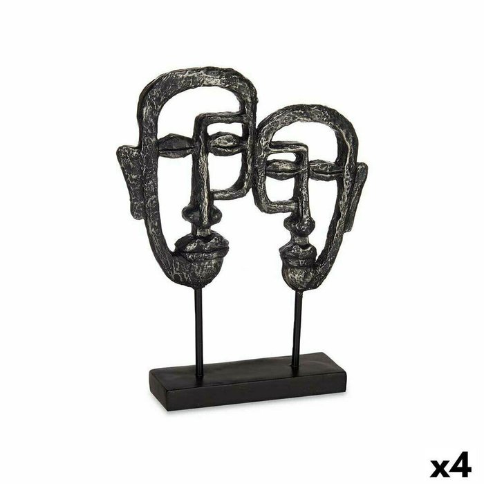 Декоративная фигура Лицо Чёрный 27 x 32,5 x 10,5 cm (4 штук)
