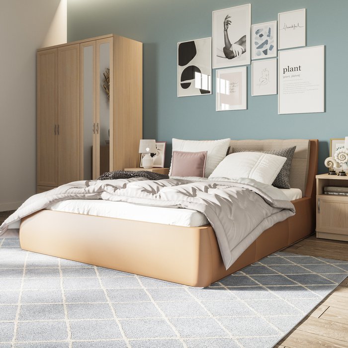 Кровать Гесиона 180х200 коричневого цвета с подъемным механизмом  - купить Кровати для спальни по цене 32655.0