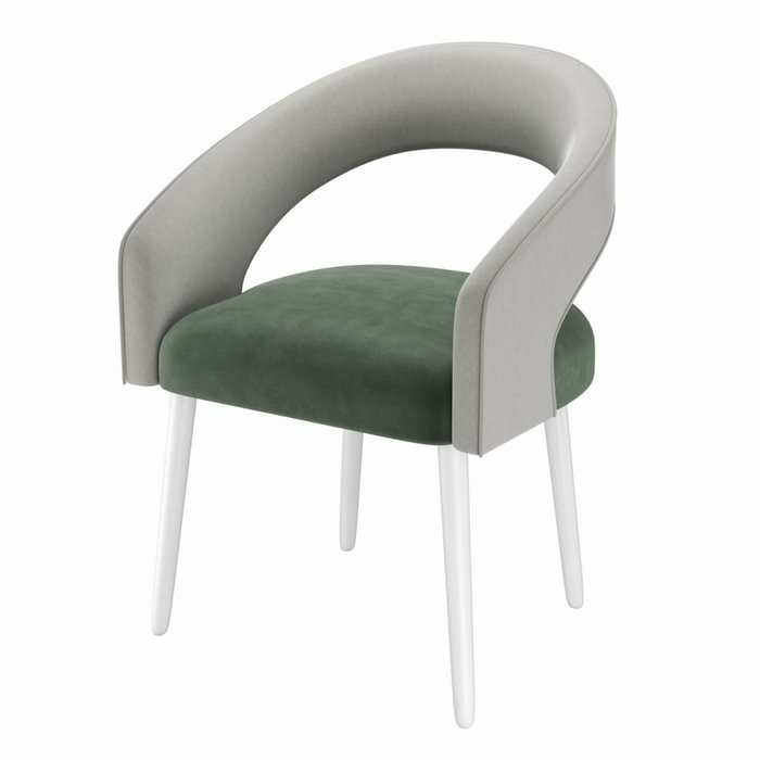Стул-кресло мягкий Veronica темно-зеленого цвета на белых ножках