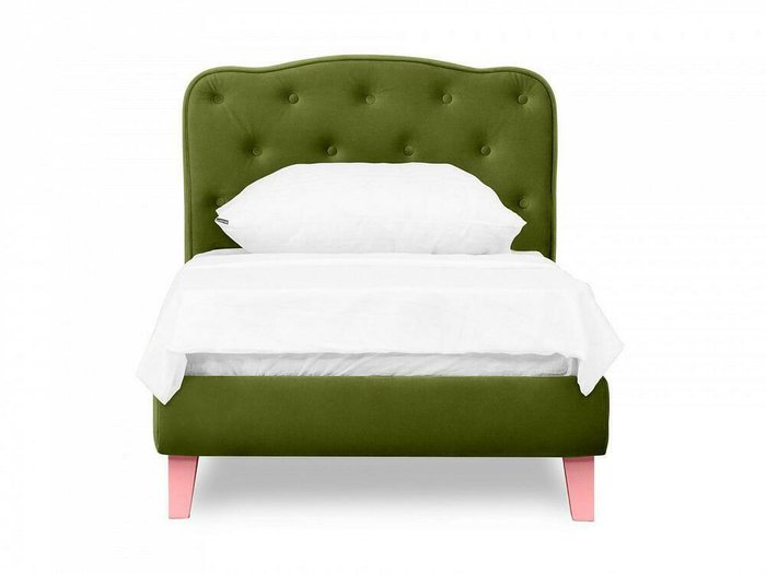 Кровать Candy 80х160 зеленого цвета с розовыми ножками - купить Одноярусные кроватки по цене 28620.0