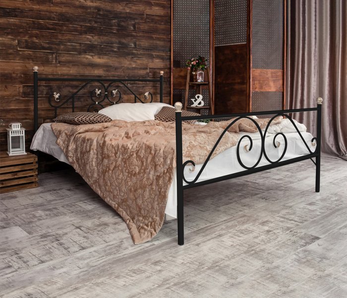 Кованая кровать Камелия 160х200 черного цвета - лучшие Кровати для спальни в INMYROOM